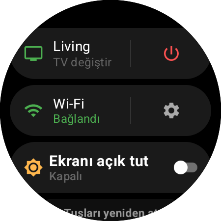 Kırmızı güç düğmesinin yanında etkin Roku ve TV değiştir kısayolunun bulunduğu saat menüsü